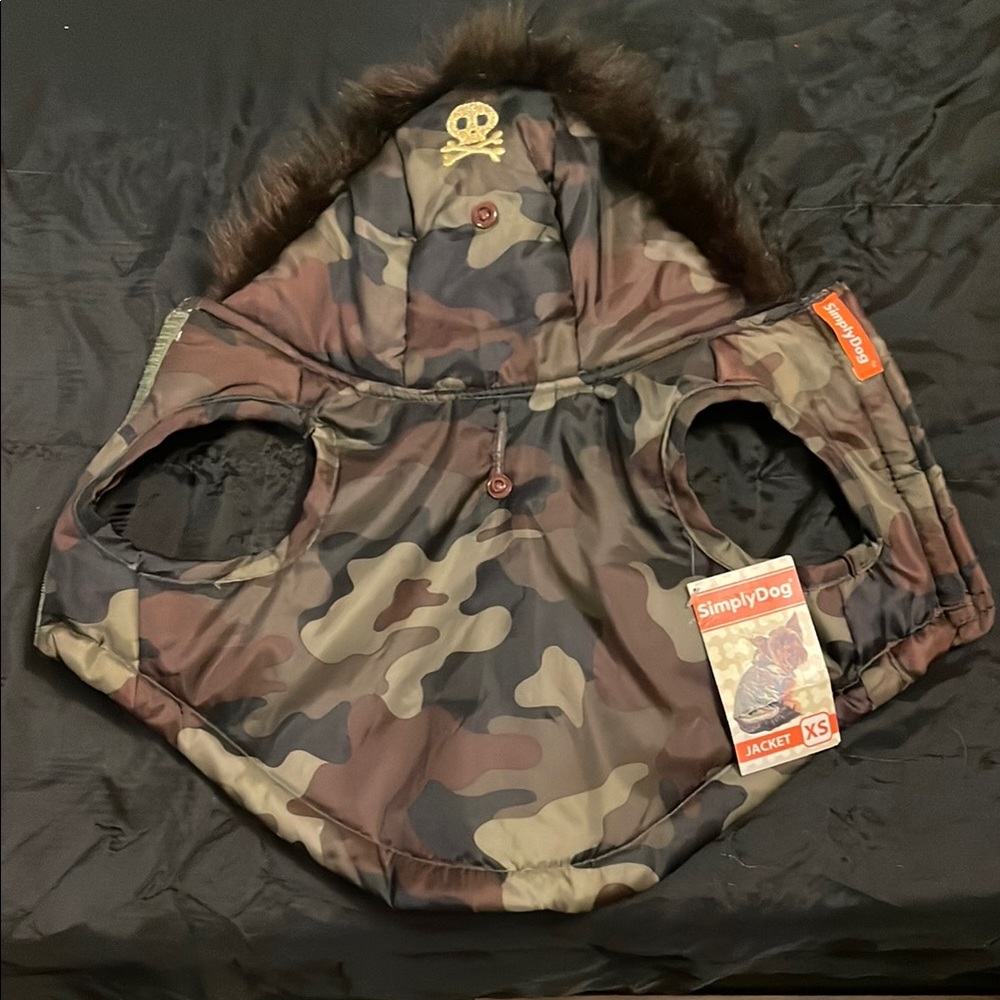 Camouflage Dog Jacket with Skull Design